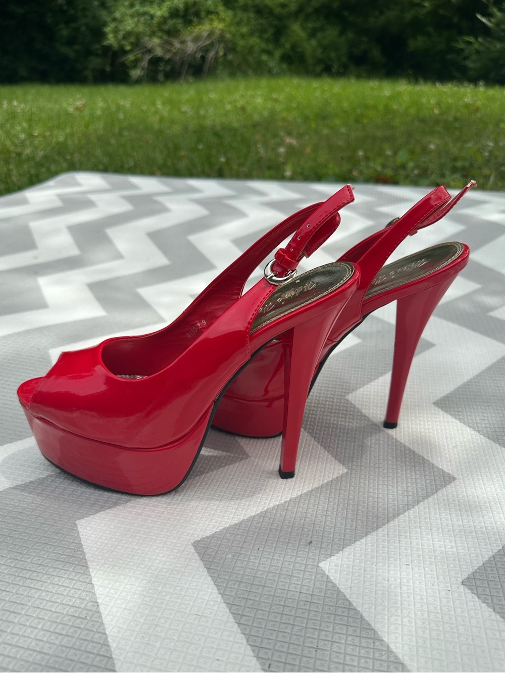 Patent Red Platform Slingback Heels